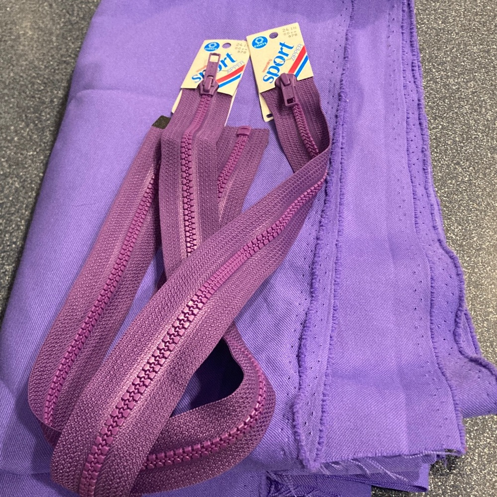 Purple Fabric with Brand New Purple Zippers